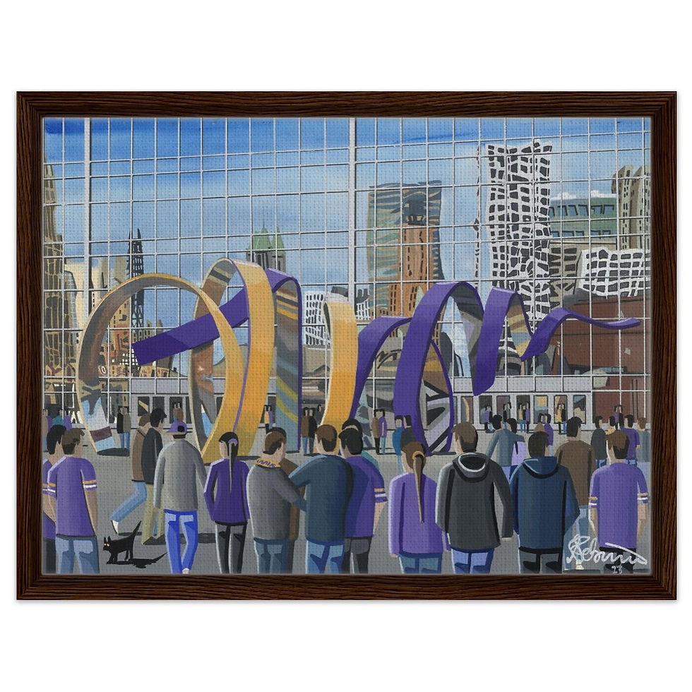 Thumbnail: Minnesota Vikings NFL Football Stadium By Artist Andrew Robinson andrewrobinsonart.com, Andrew Robinson art .Framed Fine Art Prints, Posters, Canvas Prints, Framed canvas prints, Ceramic Mugs etc sport, football, rugby, NFL