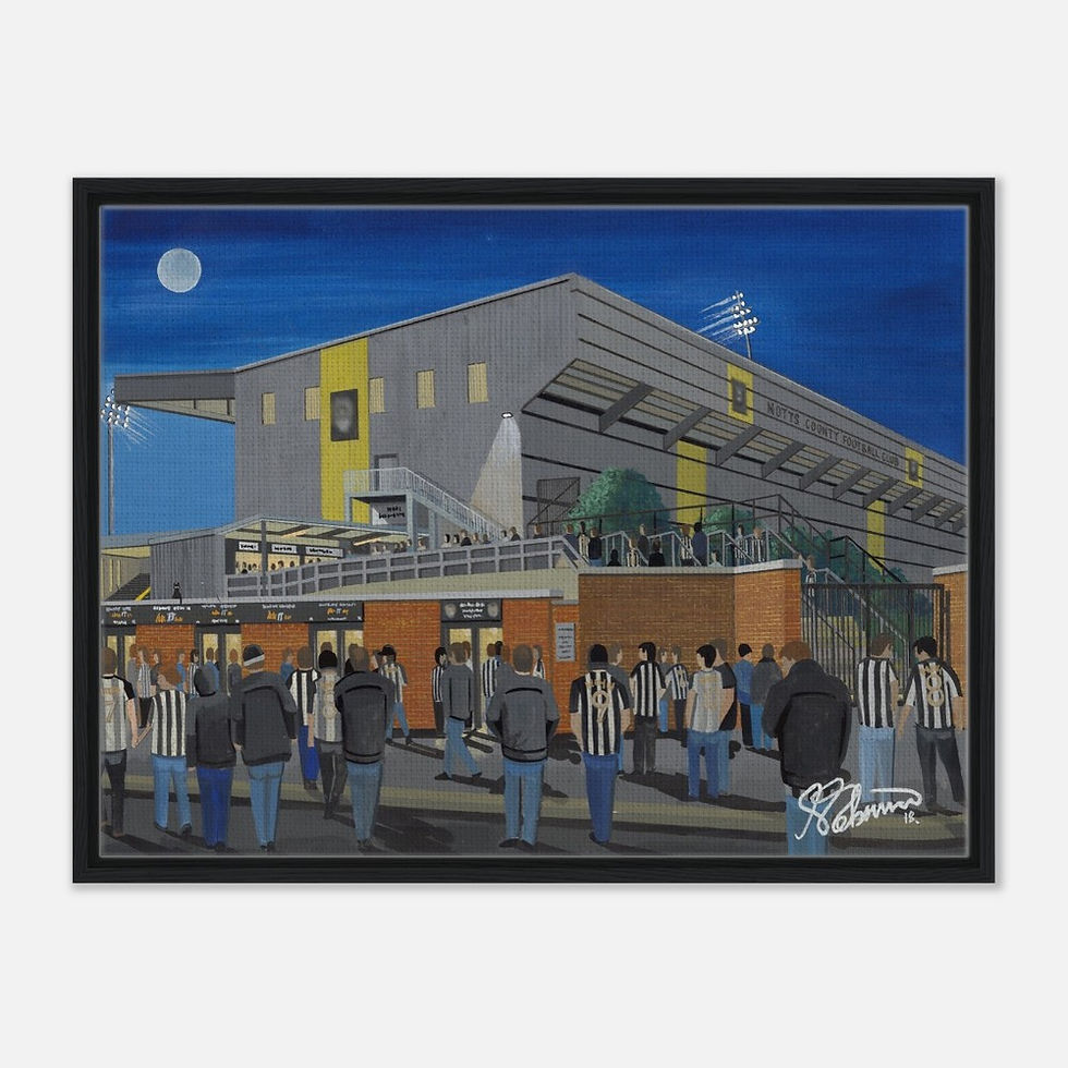 Notts County F.C, Meadow Lane Football Stadium By Artist Andrew Robinson andrewrobinsonart.com, framed Fine Art aPrints
Posters, Canvas Prints, Ceramic Mugs etc