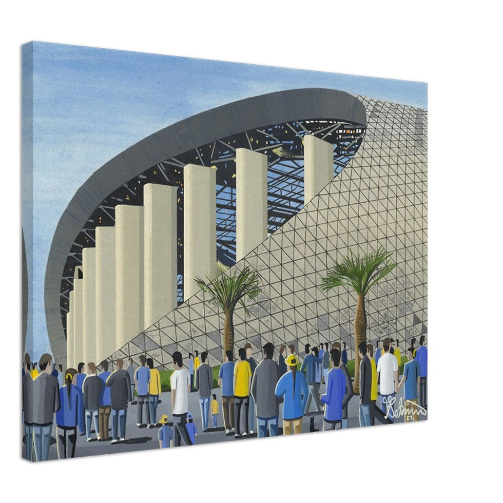 Los Angeles Chargers & Rams Stadium By Artist Andrew Robinson andrewrobinsonart.com, Andrew Robinson art .Framed Fine Art Prints, Posters, Canvas Prints, Framed canvas prints, Ceramic Mugs etc sport, football, rugby, NFL