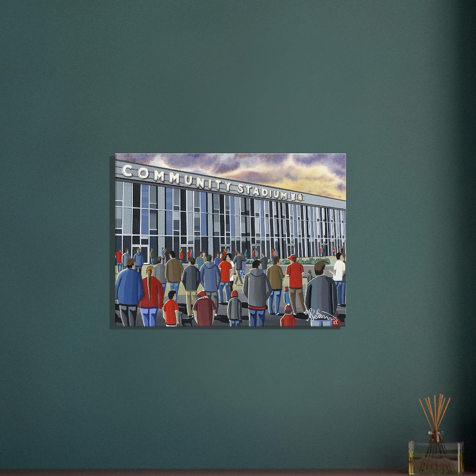Thumbnail: York City F.C. LNER Community Stadium By Artist Andrew Robinson andrewrobinsonart.com, Andrew Robinson art .Framed Fine Art Prints, Posters, Canvas Prints, Framed canvas prints, Ceramic Mugs etc sport, football, rugby, NFL