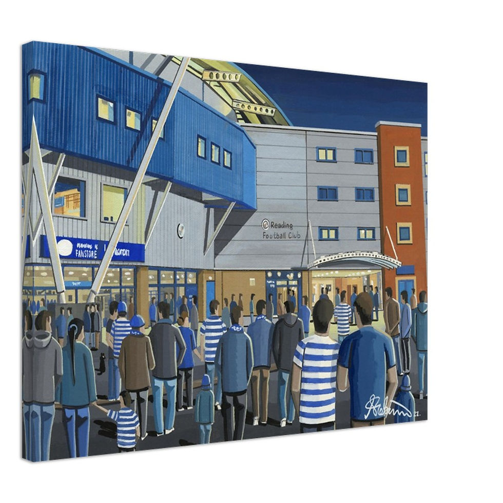 Reading.F.C, London Stadium By Artist Andrew Robinson andrewrobinsonart.com, Andrew Robinson art .Framed Fine Art Prints, Posters, Canvas Prints, Framed canvas prints, Ceramic Mugs etc sport, football, rugby, NFL