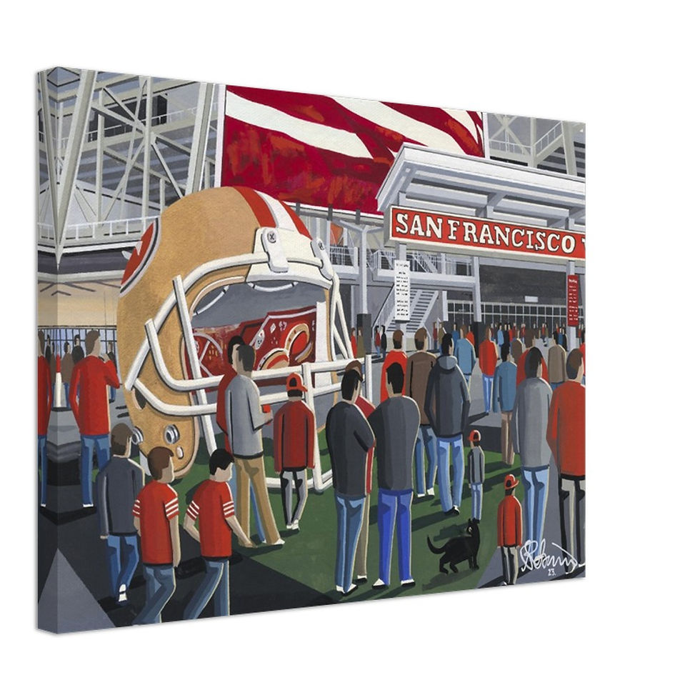 Thumbnail: San Francisco 49ersNFL Stadium By Artist Andrew Robinson andrewrobinsonart.com, Andrew Robinson art .Framed Fine Art Prints, Posters, Canvas Prints, Framed canvas prints, Ceramic Mugs etc sport, football, rugby, NFL