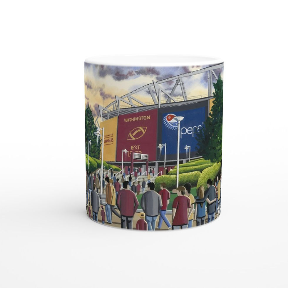 Thumbnail: Washington commanders  NFL stadium framed art print canvas print poster printed ceramic mug by artist Andrew Robinson Andrew Robinson art  rugby NFL football soccer  stadium gifts art memorabilia andrewrobinsonart.com   stadium framed art print canvas print poster printed ceramic mug by artist Andrew Robinson Andrew Robinson art  rugby NFL football soccer  stadium gifts art memorabilia andrewrobinsonart.com  