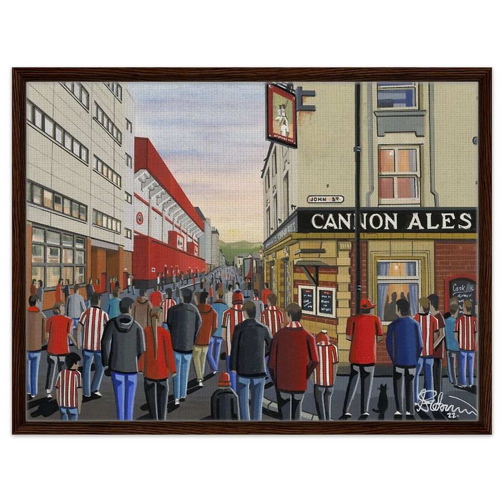 Thumbnail: Sheffield United F.C Football Stadium By Artist Andrew Robinson andrewrobinsonart.com, Andrew Robinson art .Framed Fine Art Prints, Posters, Canvas Prints, Framed canvas prints, Ceramic Mugs etc sport, football, rugby, NFL