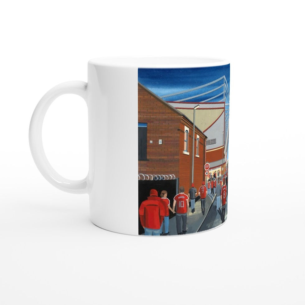 Thumbnail: Crewe Alexandra FC Gresty Road Football Stadium Scene by artist Andrew Robinson andrewrobinsonart.com. Available in fine art print, poster, canvas prints and mugs etc 