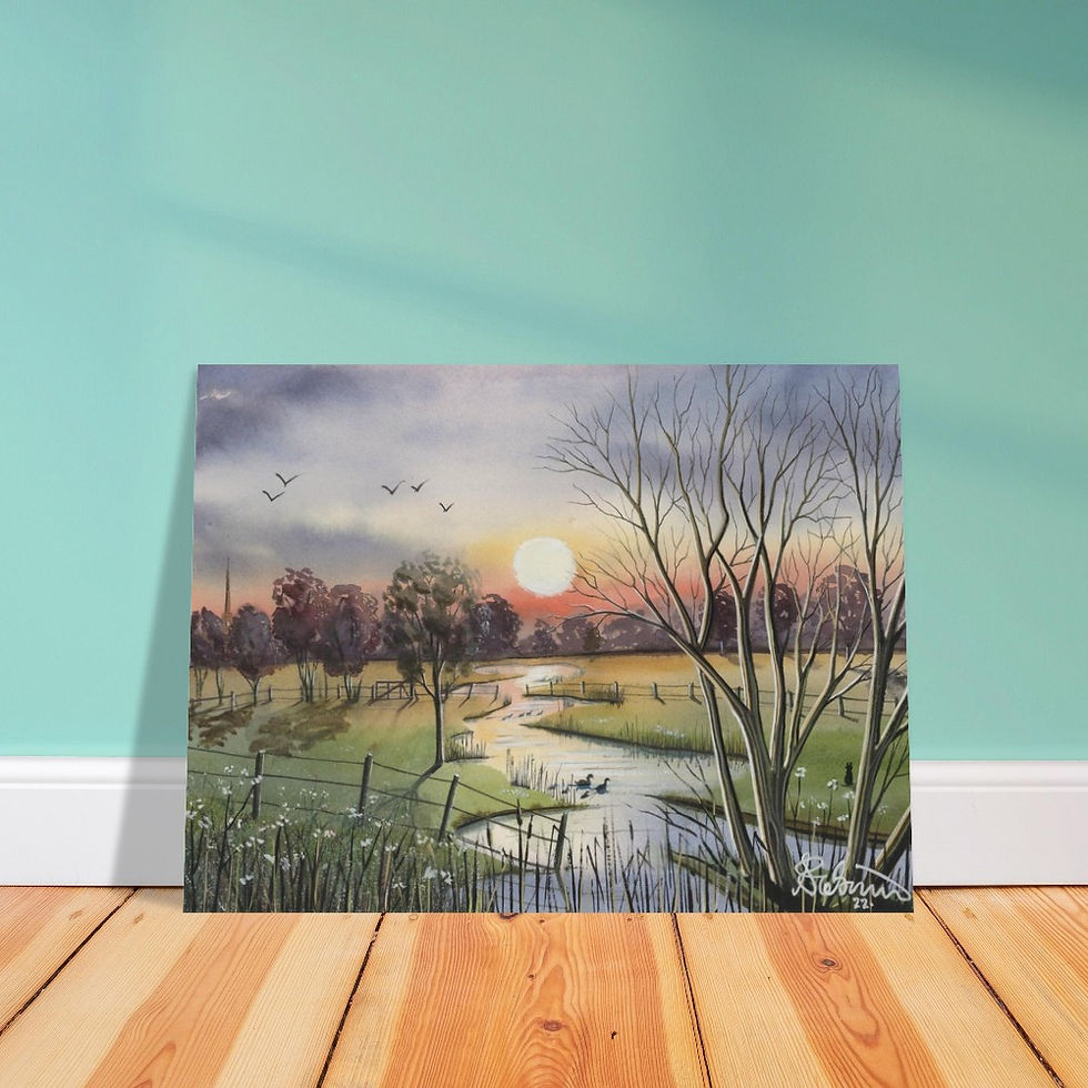 Thumbnail: Great Ouse Flood Plain, Needing worh/Bluntisham Cambridgeshire by artist Andrew Robinson andrewrobinsonart.com. Available in fine art print, poster, canvas prints and mugs etc