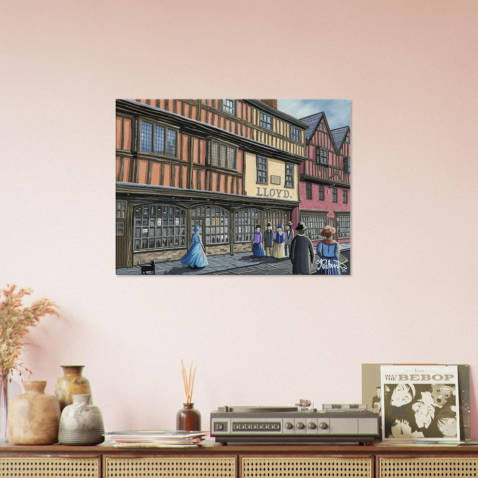 Thumbnail: Gloucester Retro Westgate. Canvas Print. Cityscape Landmark Wall Art Gift