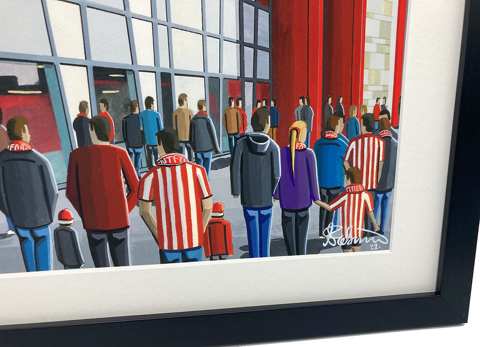 Thumbnail: Brentford FC football  Stadium By Artist Andrew Robinson andrewrobinsonart.com, Andrew Robinson art .Framed Fine Art Prints, Posters, Canvas Prints, Framed canvas prints, Ceramic Mugs etc sport, football, rugby, NFL