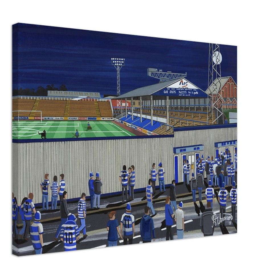 Greenock Morton F.C, Football Stadium By Artist Andrew Robinson andrewrobinsonart.com, Andrew Robinson art .Framed Fine Art Prints, Posters, Canvas Prints, Framed canvas prints, Ceramic Mugs etc sport, football, rugby, NFL
