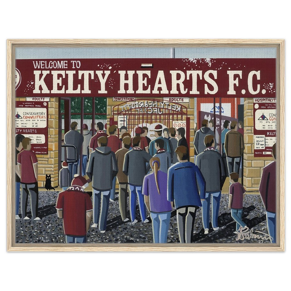 Thumbnail: Kelty Hearts F.C New Central Park  Football Stadium By Artist Andrew Robinson andrewrobinsonart.com, framed Fine Art Prints Posters, Canvas Prints, Ceramic Mugs etc