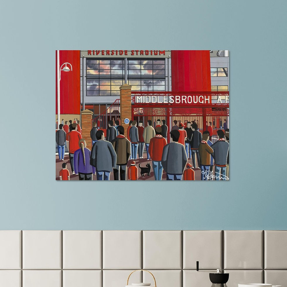 Thumbnail: Middlesbrough FC Riverside football stadium Scene by artist Andrew Robinson andrewrobinsonart.com. Available in fine art print, poster, canvas prints and mugs etc 