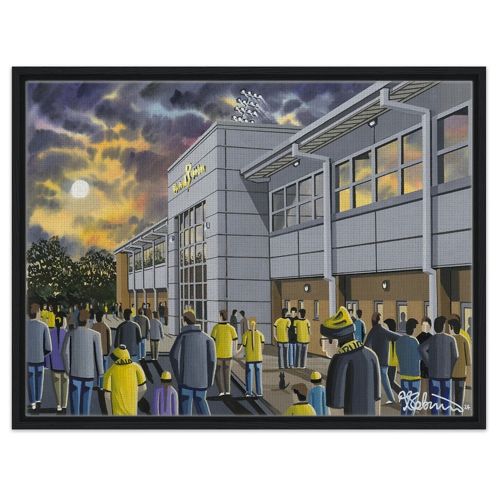 Burton Albion F.C Pirelli  Stadium. Football Framed Canvas Print. Ceramic Mugs, Fine Art Prints and posters etc By Artist Andrew Robinson. andrewrobinsonart.com