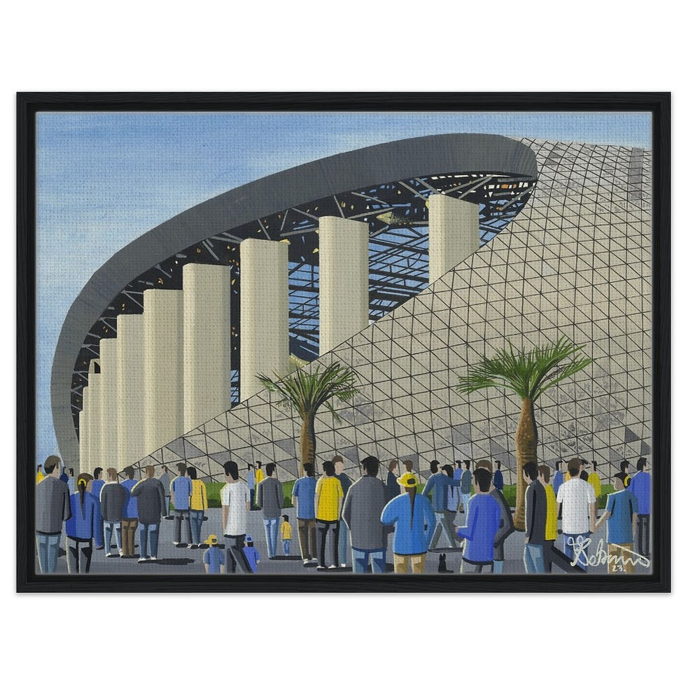 Thumbnail: Los Angeles Rams & Chargers NFL Sofi Stadium Football Stadium By Artist Andrew Robinson andrewrobinsonart.com, Andrew Robinson art .Framed Fine Art Prints, Posters, Canvas Prints, Framed canvas prints, Ceramic Mugs etc