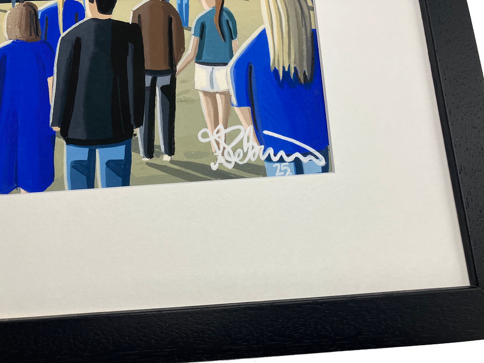 Thumbnail: Leicester City FC King Power football stadium scene by artist Andrew Robinson andrewrobinsonart.com. Available in fine art print, poster, canvas prints and mugs etc 