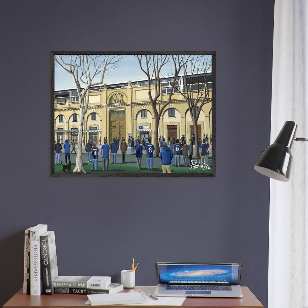 Thumbnail: Atalanta BC football stadium scene by artist Andrew Robinson andrewrobinsonart.com. Available in fine art print, poster, canvas prints and mugs etc 