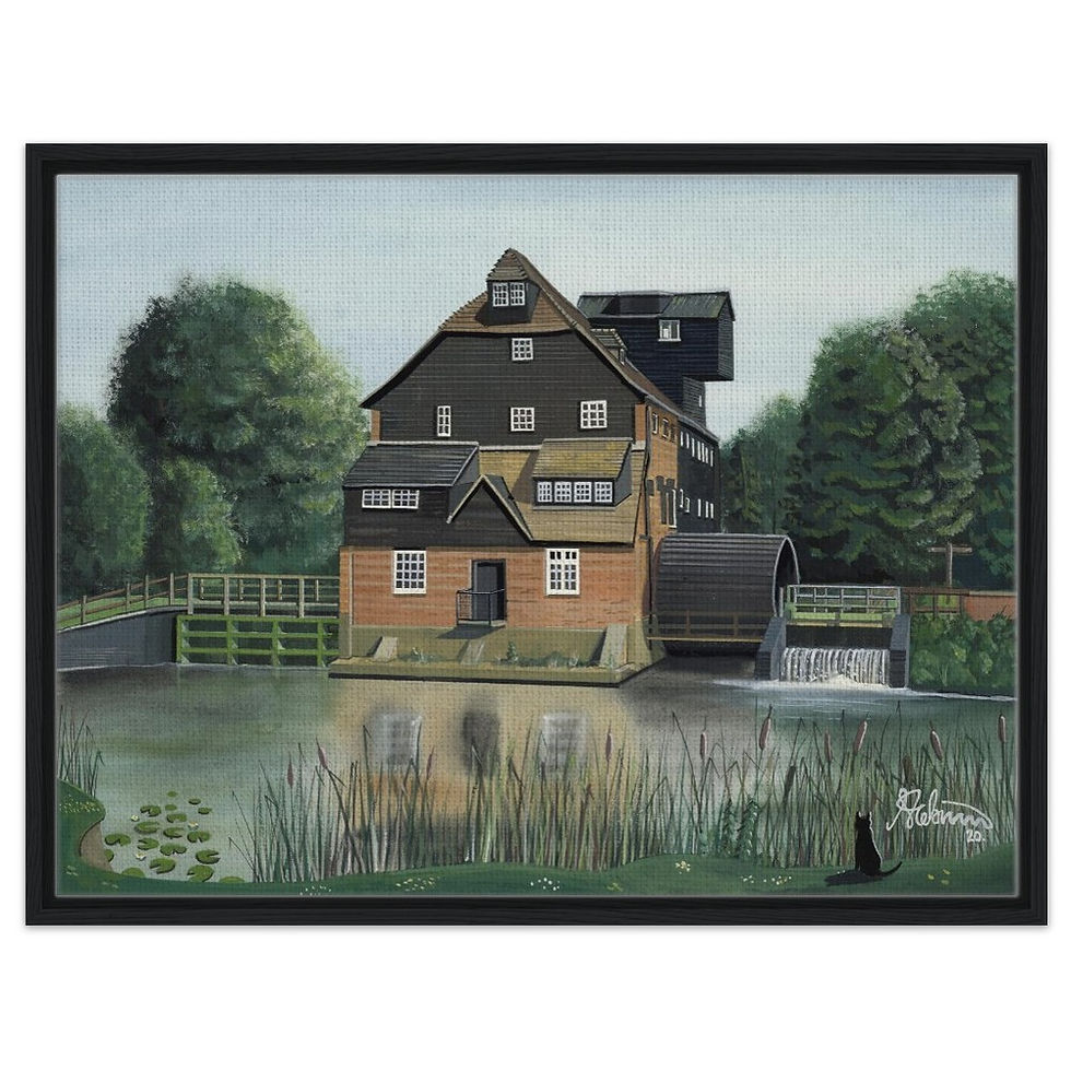 Thumbnail: Houghton Mill scene Cambridgeshire by artist Andrew Robinson andrewrobinsonart.com. Available in fine art print, poster, canvas prints and mugs etc