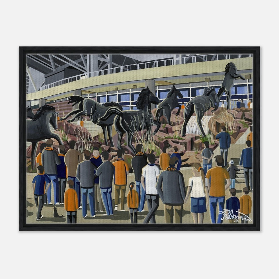 Thumbnail: Denver broncos NFL Football Stadium By Artist Andrew Robinson andrewrobinsonart.com, Andrew Robinson art .Framed Fine Art Prints, Posters, Canvas Prints, Framed canvas prints, Ceramic Mugs etc sport, football, rugby, NFL