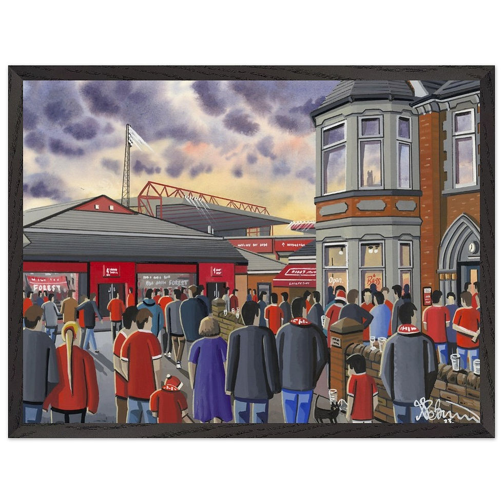 Thumbnail:  Nottingham Forest FC City Ground football stadium By Artist Andrew Robinson andrewrobinsonart.com, Andrew Robinson art .Framed Fine Art Prints, Posters, Canvas Prints, Framed canvas prints, Ceramic Mugs etc sport, football, rugby, NFL