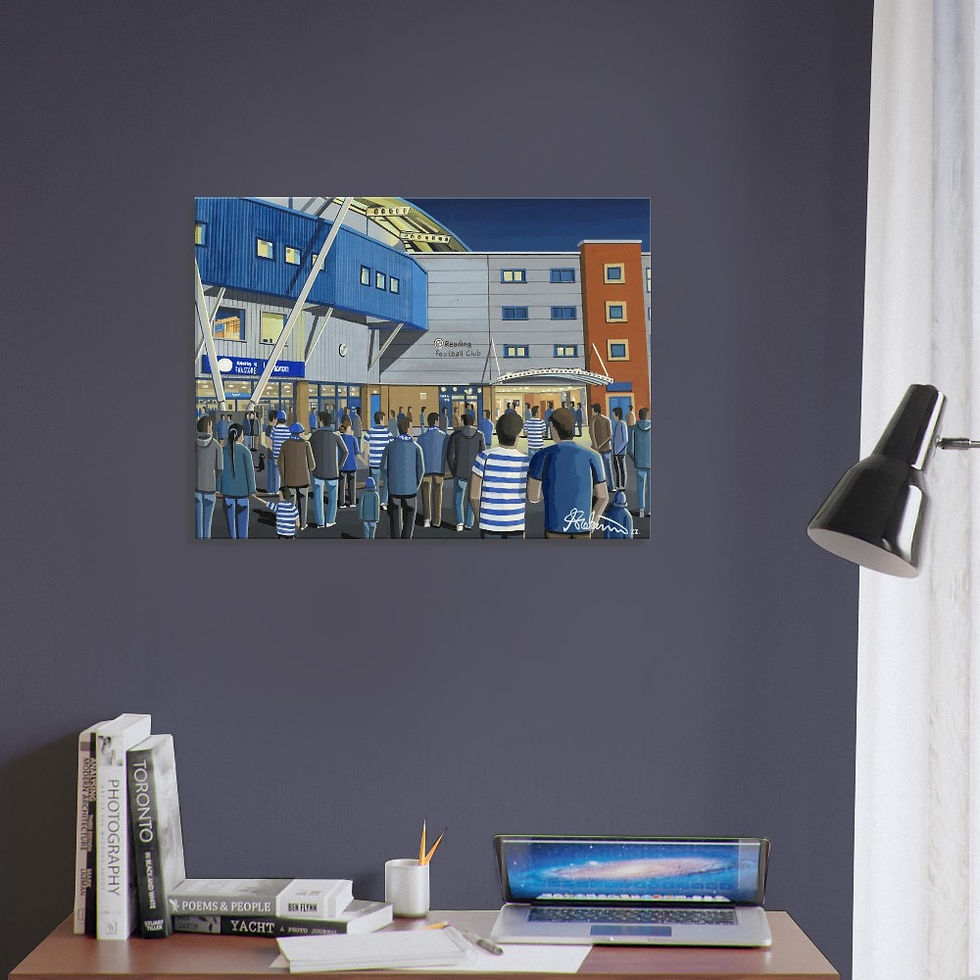 Thumbnail: Reading.F.C, London Stadium By Artist Andrew Robinson andrewrobinsonart.com, Andrew Robinson art .Framed Fine Art Prints, Posters, Canvas Prints, Framed canvas prints, Ceramic Mugs etc sport, football, rugby, NFL