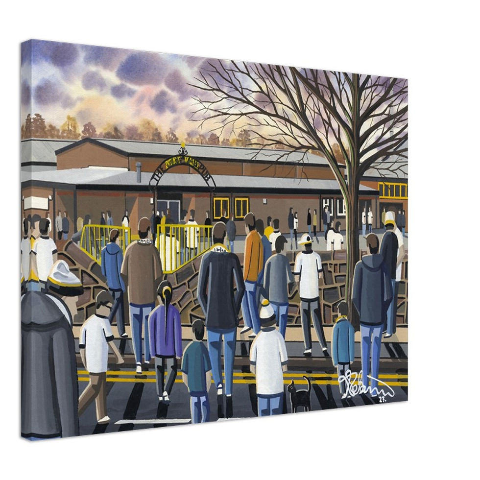 Port Vale F.C Stadium By Artist Andrew Robinson andrewrobinsonart.com, Andrew Robinson art .Framed Fine Art Prints, Posters, Canvas Prints, Framed canvas prints, Ceramic Mugs etc sport, football, rugby, NFL