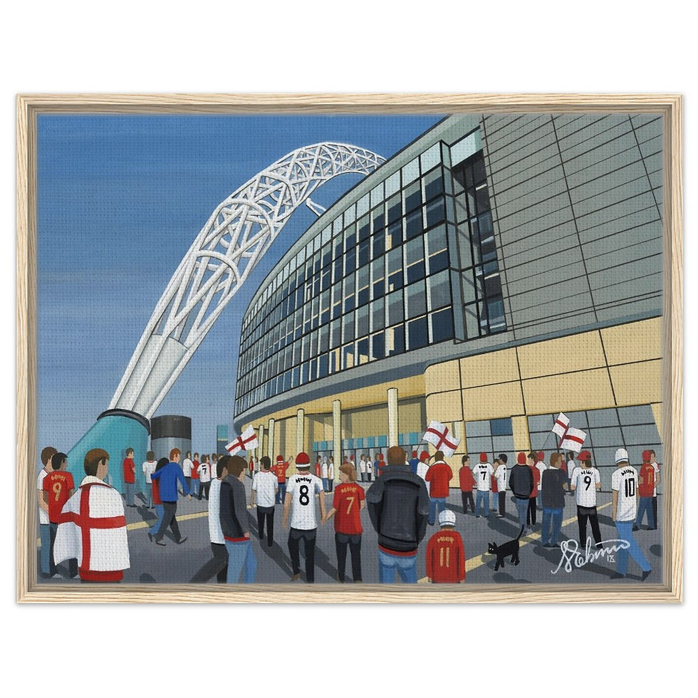 Thumbnail: Wembley Football Stadium By Artist Andrew Robinson andrewrobinsonart.com, framed Fine Art aPrints
Posters, Canvas Prints, Ceramic Mugs etc