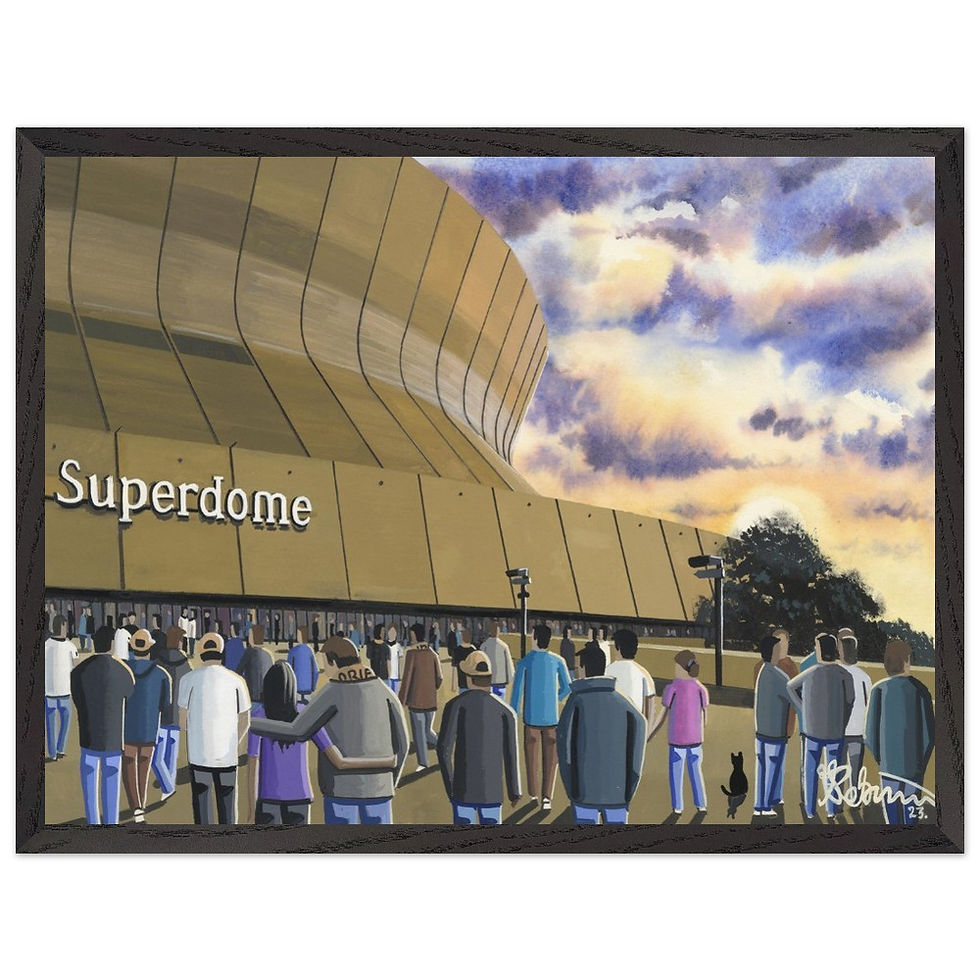 Thumbnail: New Orleans saints NFL Ceasers Superdome stadium framed art print canvas print poster printed ceramic mug by artist Andrew Robinson Andrew Robinson art  rugby NFL football soccer  stadium gifts art memorabilia andrewrobinsonart.com   stadium framed art print canvas print poster printed ceramic mug by artist Andrew Robinson Andrew Robinson art  rugby NFL football soccer  stadium gifts art memorabilia andrewrobinsonart.com  