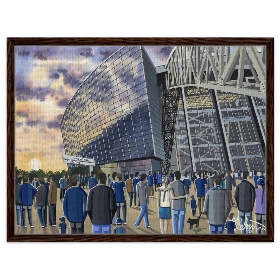 Thumbnail: Dallas Cowboys NFL Football Stadium By Artist Andrew Robinson andrewrobinsonart.com, Andrew Robinson art .Framed Fine Art Prints, Posters, Canvas Prints, Framed canvas prints, Ceramic Mugs etc sport, football, rugby, NFL