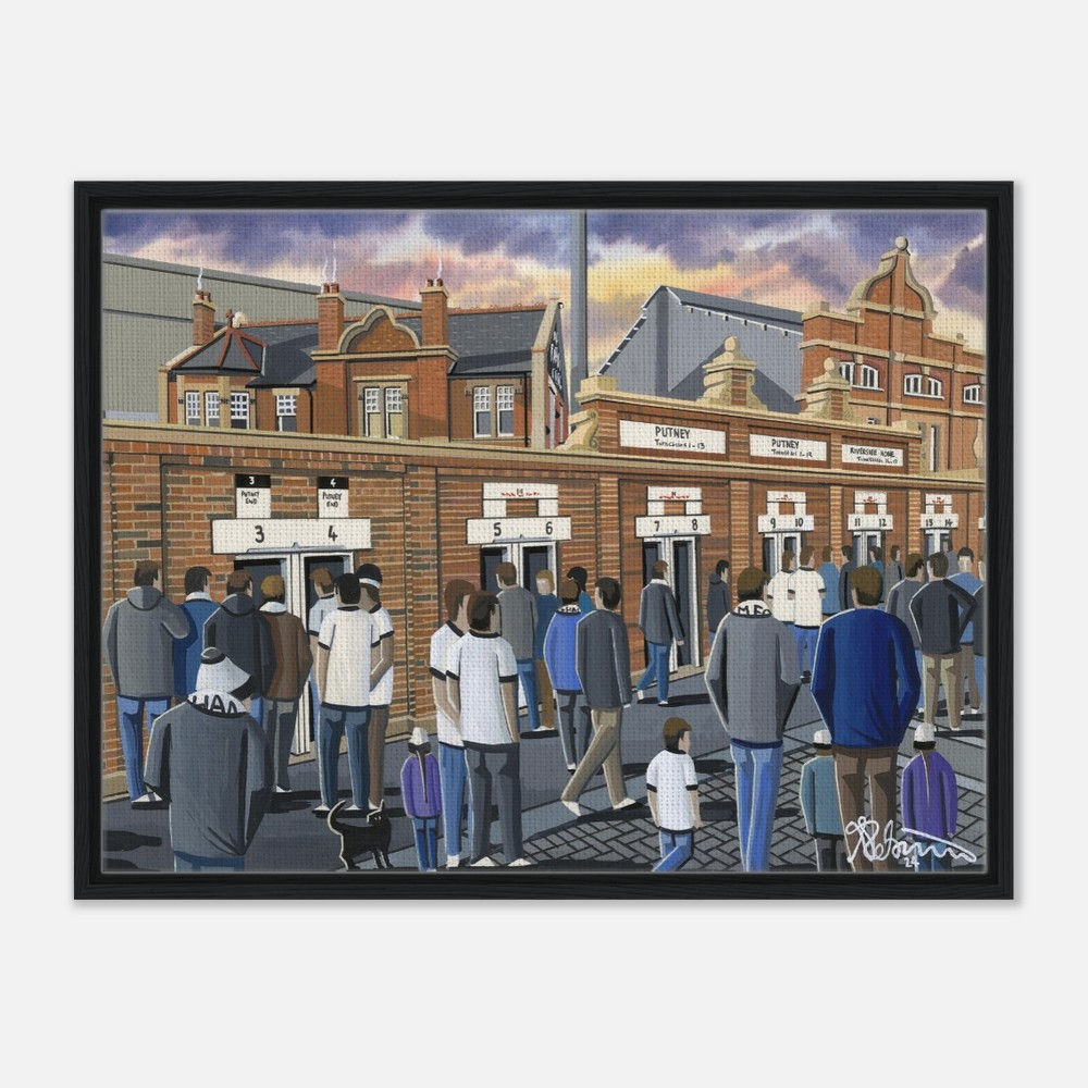 Fulham F.C Craven Cottage Football Stadium By Artist Andrew Robinson andrewrobinsonart.com, framed Fine Art Prints Posters, Canvas Prints, Ceramic Mugs etc