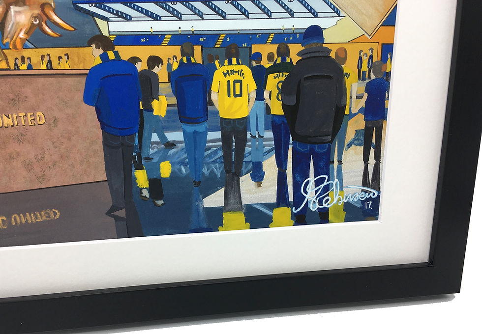 Thumbnail: Oxford United utd Kassam football stadium. Ready to hang framed & mounted Utd United art print. Ideal wall art football club F.C memorabilia gift for birthdays, Christmas, Father’s Day. Perfect addition to any home or office. By artist Andrew Robinson.