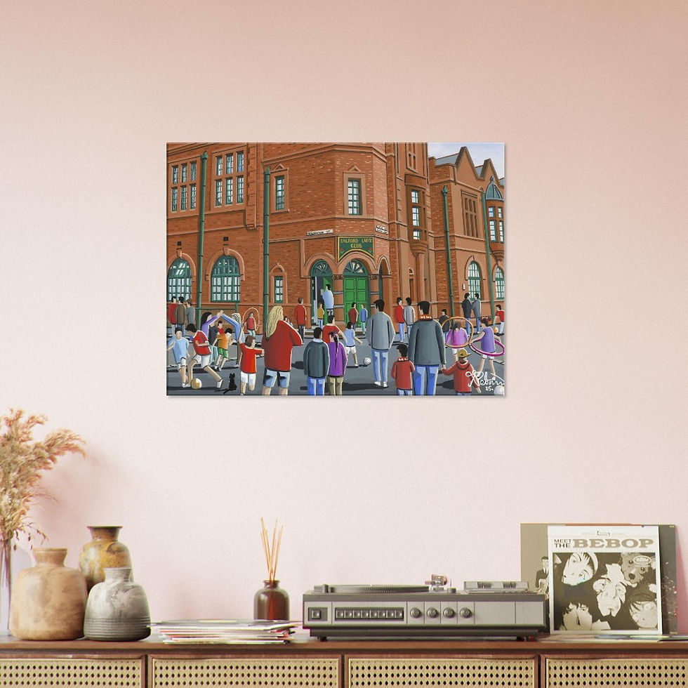 Thumbnail: Salford, Salford Lads Club. cityscape art print by artist Andrew Robinson. Prints, posters, canvas prints & mugs etc available from andrewrobinsonart.com