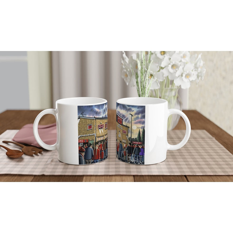 Histon FC, Football 11oz Ceramic Mug. Stadium Art Gift.