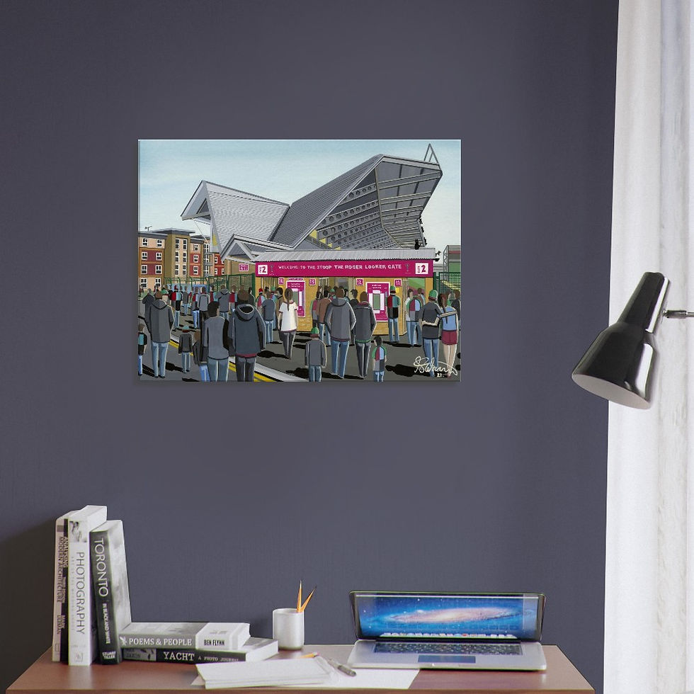 Thumbnail: Harlequins Rugby Union Stadium  By Artist Andrew Robinson andrewrobinsonart.com, Andrew Robinson art .Framed Fine Art Prints, Posters, Canvas Prints, Framed canvas prints, Ceramic Mugs etc sport, football, rugby, NFL