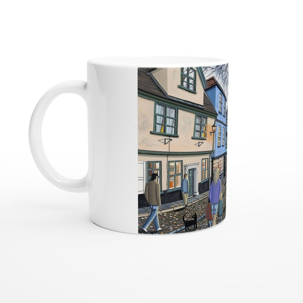 Norwich, Elm Hill. Urban Cityscape. 11oz Ceramic Mug.