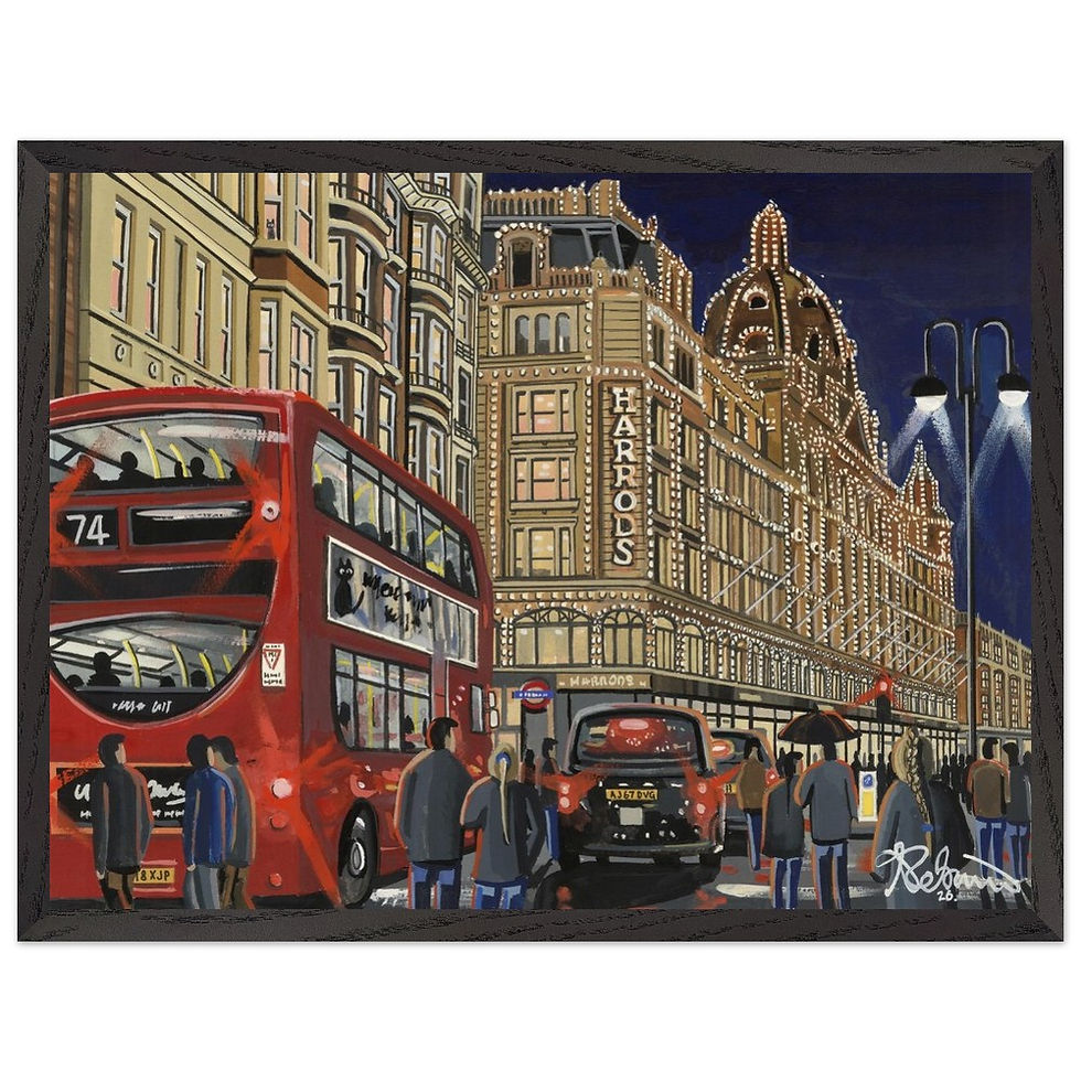 Thumbnail: London, Harrods. Cityscape Landmark Framed Art Poster. Museum Quality Paper andrewrobinsonart.com