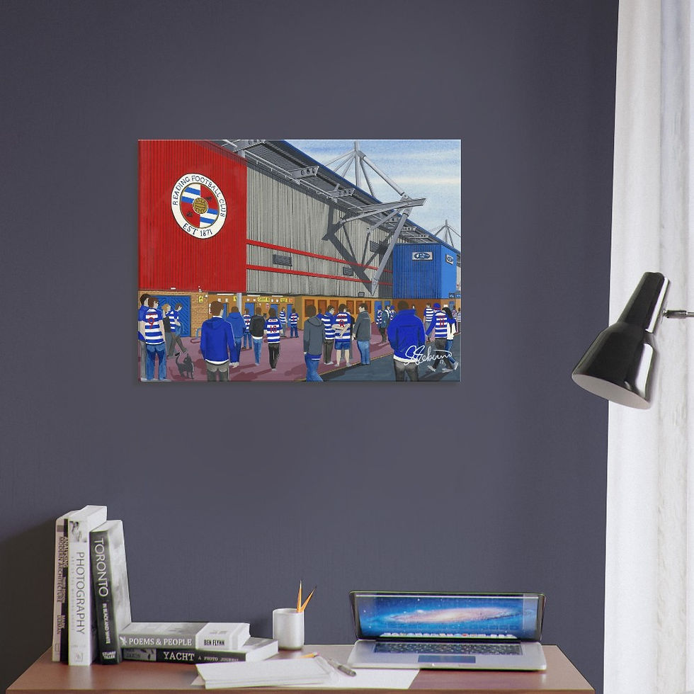 Thumbnail: Reading.F.C, London Stadium By Artist Andrew Robinson andrewrobinsonart.com, Andrew Robinson art .Framed Fine Art Prints, Posters, Canvas Prints, Framed canvas prints, Ceramic Mugs etc sport, football, rugby, NFL