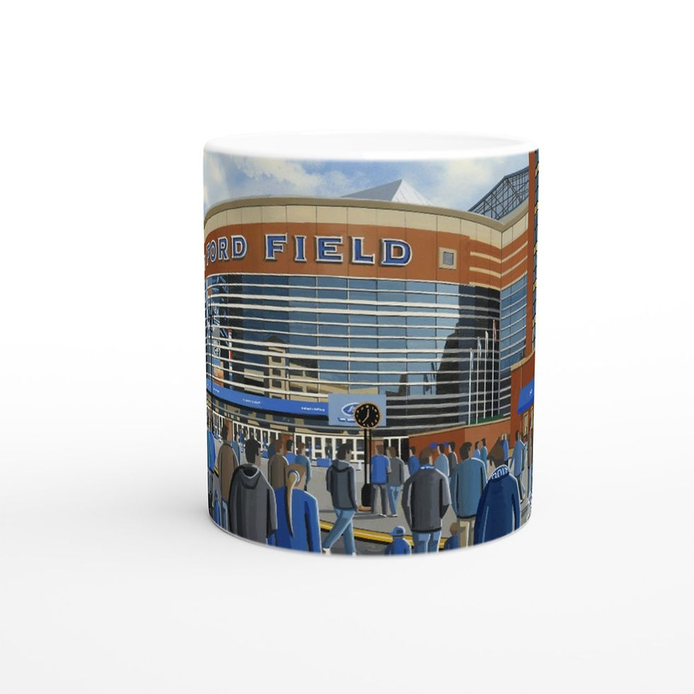 Thumbnail: Detroit lions ford field NFL art print by artist Andrew Robinson andrewrobinsonart andrewrobinsonart.com