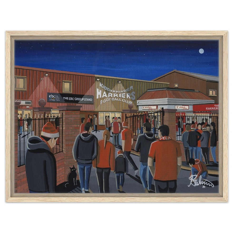 Thumbnail: Kidderminster Harriers F.C Aggborough Football Stadium By Artist Andrew Robinson andrewrobinsonart.com, framed Fine Art Prints Posters, Canvas Prints, Ceramic Mugs etc