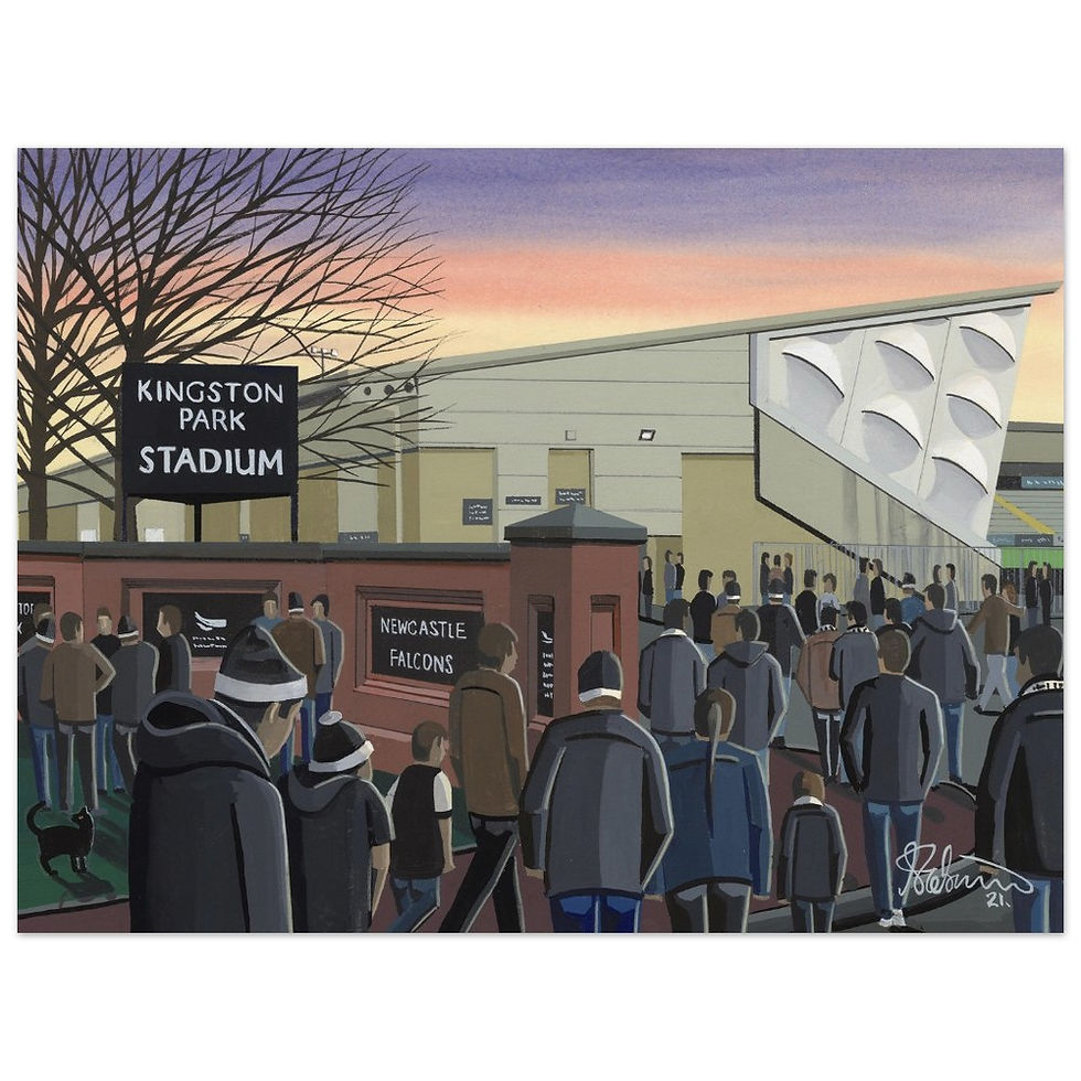 Thumbnail: Newcastle Falcons Kingston stadium Rugby union framed art print canvas print poster printed ceramic mug by artist Andrew Robinson Andrew Robinson art  rugby NFL football soccer  stadium gifts art memorabilia andrewrobinsonart.com   stadium framed art print canvas print poster printed ceramic mug by artist Andrew Robinson Andrew Robinson art  rugby NFL football soccer  stadium gifts art memorabilia andrewrobinsonart.com  