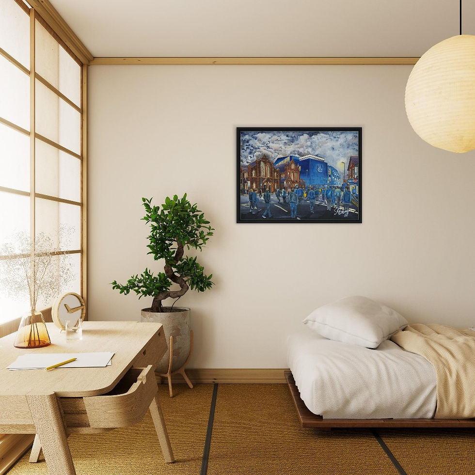 Thumbnail: Everton F.C Goodison Park Football Stadium By Artist Andrew Robinson andrewrobinsonart.com, framed Fine Art Prints Posters, Canvas Prints, Ceramic Mugs etc