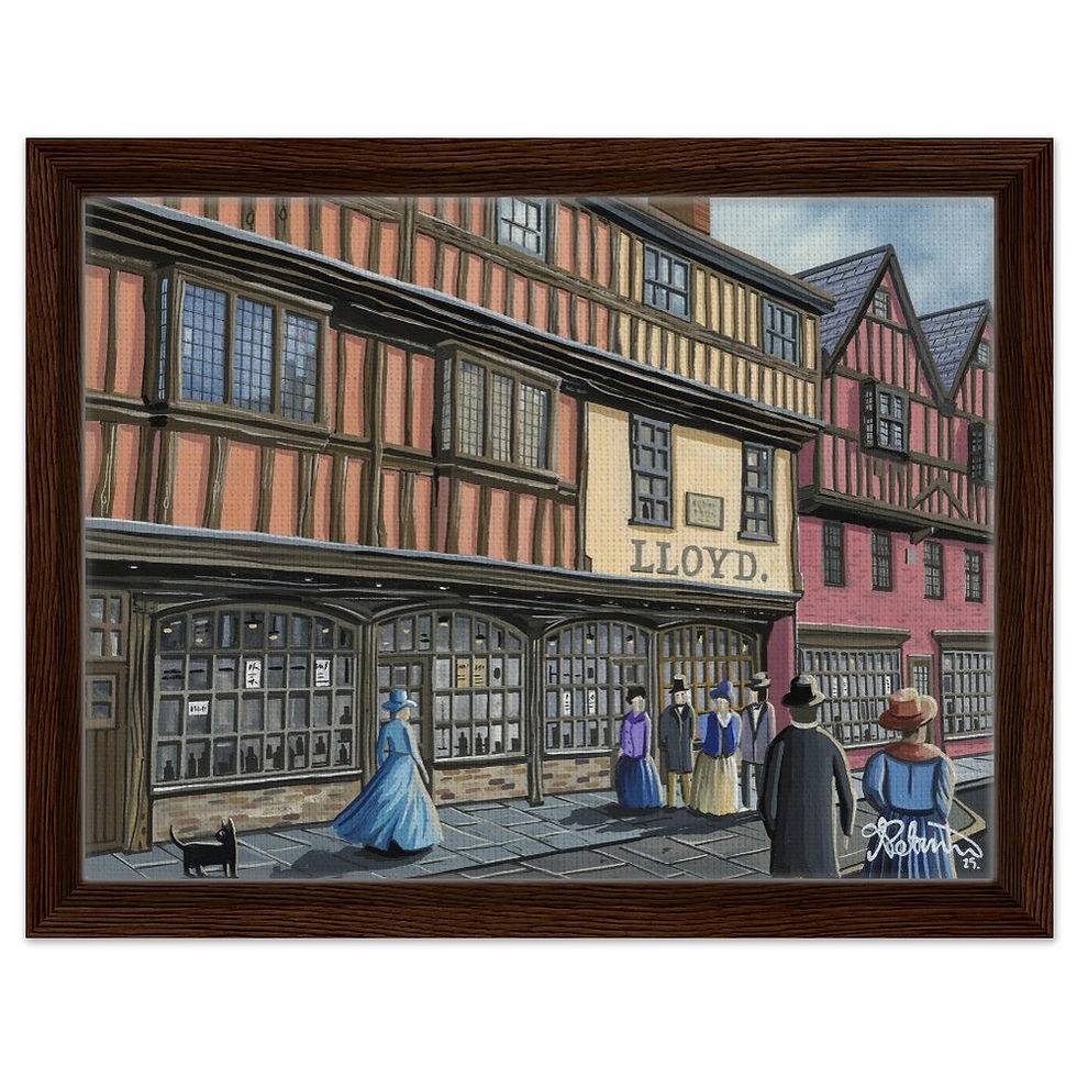 Thumbnail: Gloucester Retro Westgate, Framed Canvas Print. Cityscape Landmark Wall Art Gift