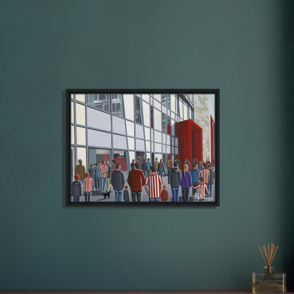Thumbnail: Brentford F.C Stadium . Football Framed Canvas Print. Ceramic Mugs, Fine Art Prints and posters etc By Artist Andrew Robinson. andrewrobinsonart.com