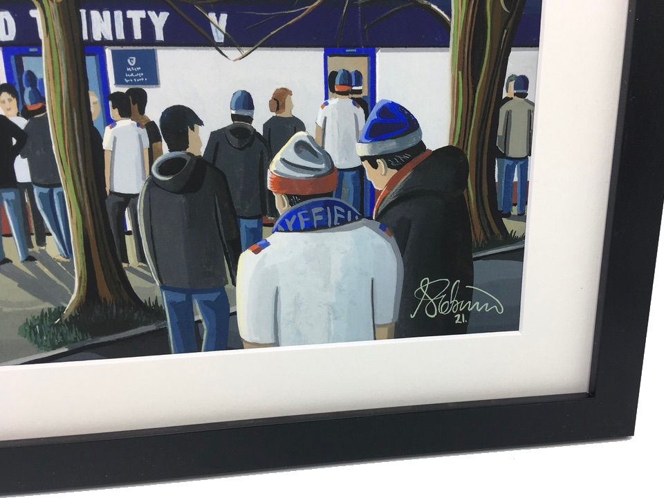Thumbnail: Wakefield Trinity Fc Belle Vue rugby stadium scene by artist Andrew Robinson andrewrobinsonart.com. Available in fine art print, poster, canvas prints and mugs etc 