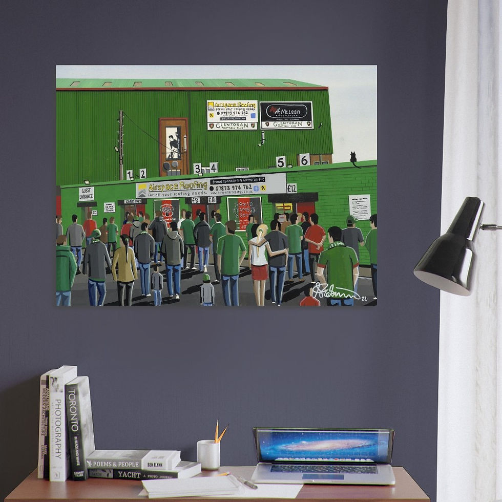 Thumbnail: Glentoran FC The Oval football stadium. Poster art print. Ideal wall art football club F.C memorabilia gift for birthdays, Christmas, Father’s Day. Perfect addition to any home or office. By artist Andrew Robinson.