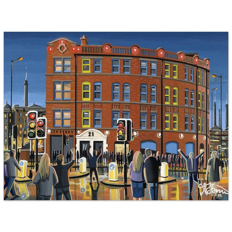 Manchester, Hacienda Nightclub Cityscape. Premium Matte Paper Poster