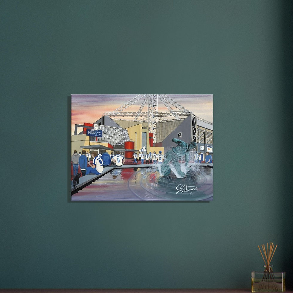 Thumbnail: Preston North End FC, Deepdale Football Stadium Scene by artist Andrew Robinson andrewrobinsonart.com. Available in fine art print, poster, canvas prints and mugs etc