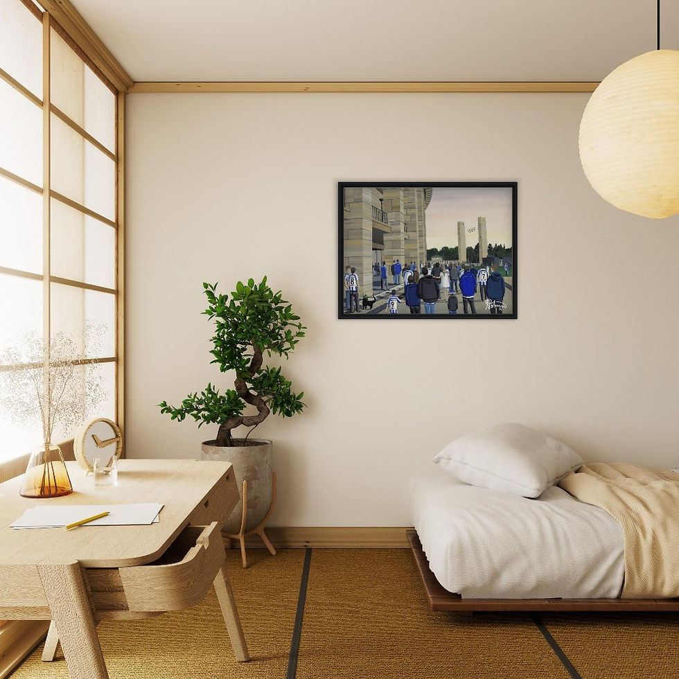 Thumbnail: Hertha Berlin Olympiastadion Football Stadium By Artist Andrew Robinson andrewrobinsonart.com, framed Fine Art Prints Posters, Canvas Prints, Ceramic Mugs etc