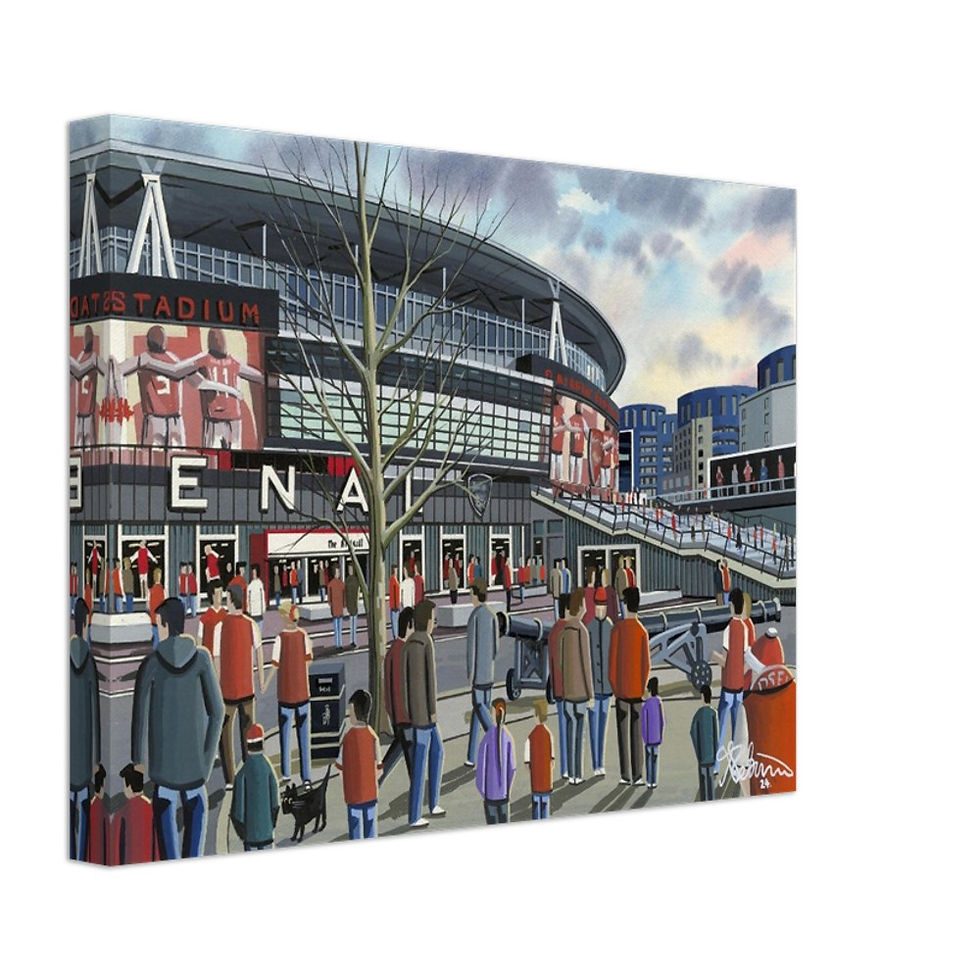 Thumbnail: Arsenal FC Emirates Football Stadium By artist Andrew Robinson. Fine art prints, posters, canvas prints, & mugs etc available from andrewrobinsonart.com