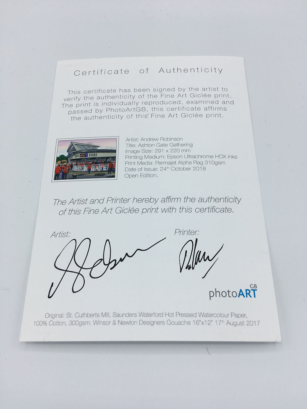 Thumbnail: Bristol C, Ashton Gate. Football stadium. Ready to hang framed & mounted City art print. Ideal wall art football club F.C memorabilia gift for birthdays, Christmas, Father’s Day. Perfect addition to any home or office. By artist Andrew Robinson.