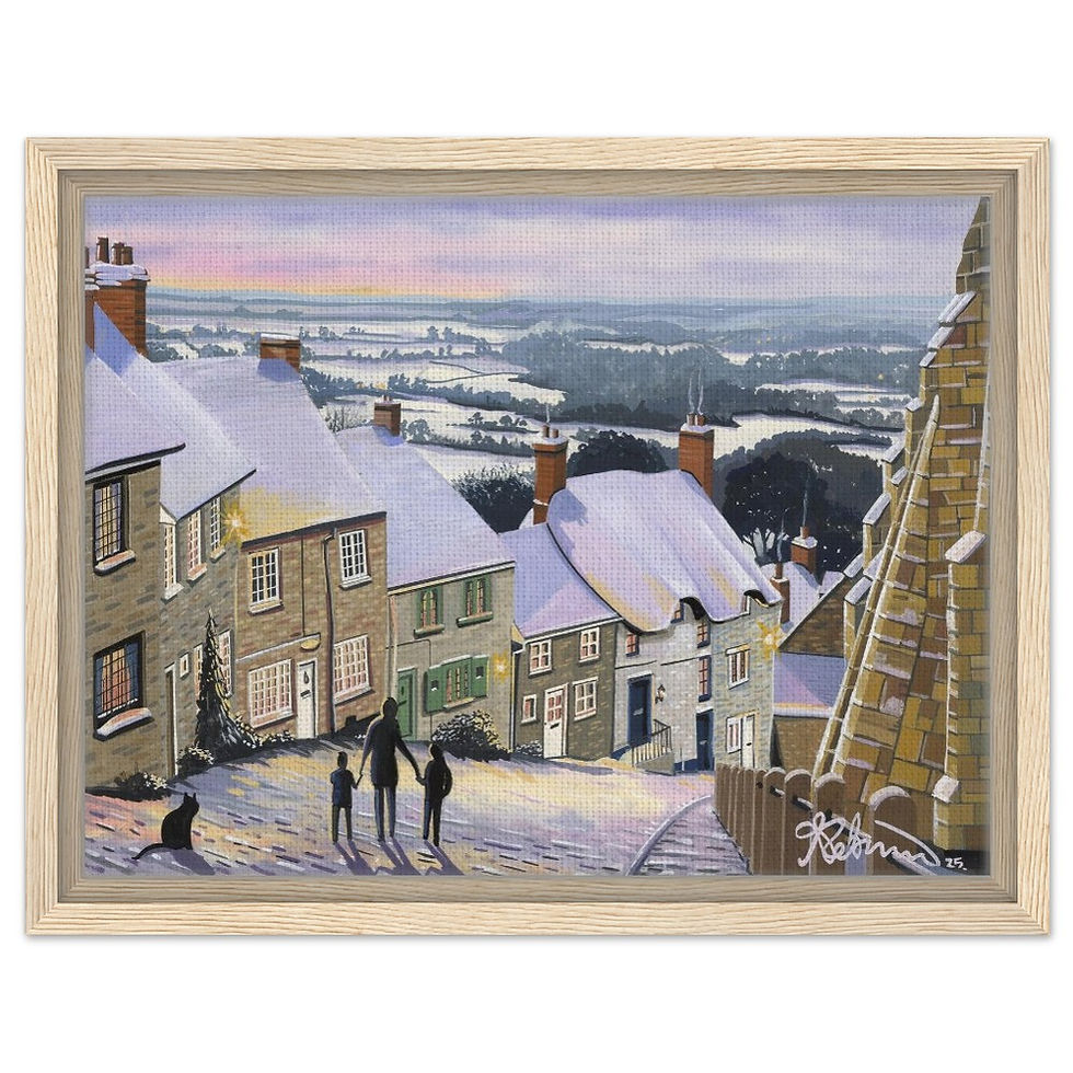 Thumbnail: Shaftsbury, Gold Hill Framed Canvas Print. Rural Landmark Wall Art