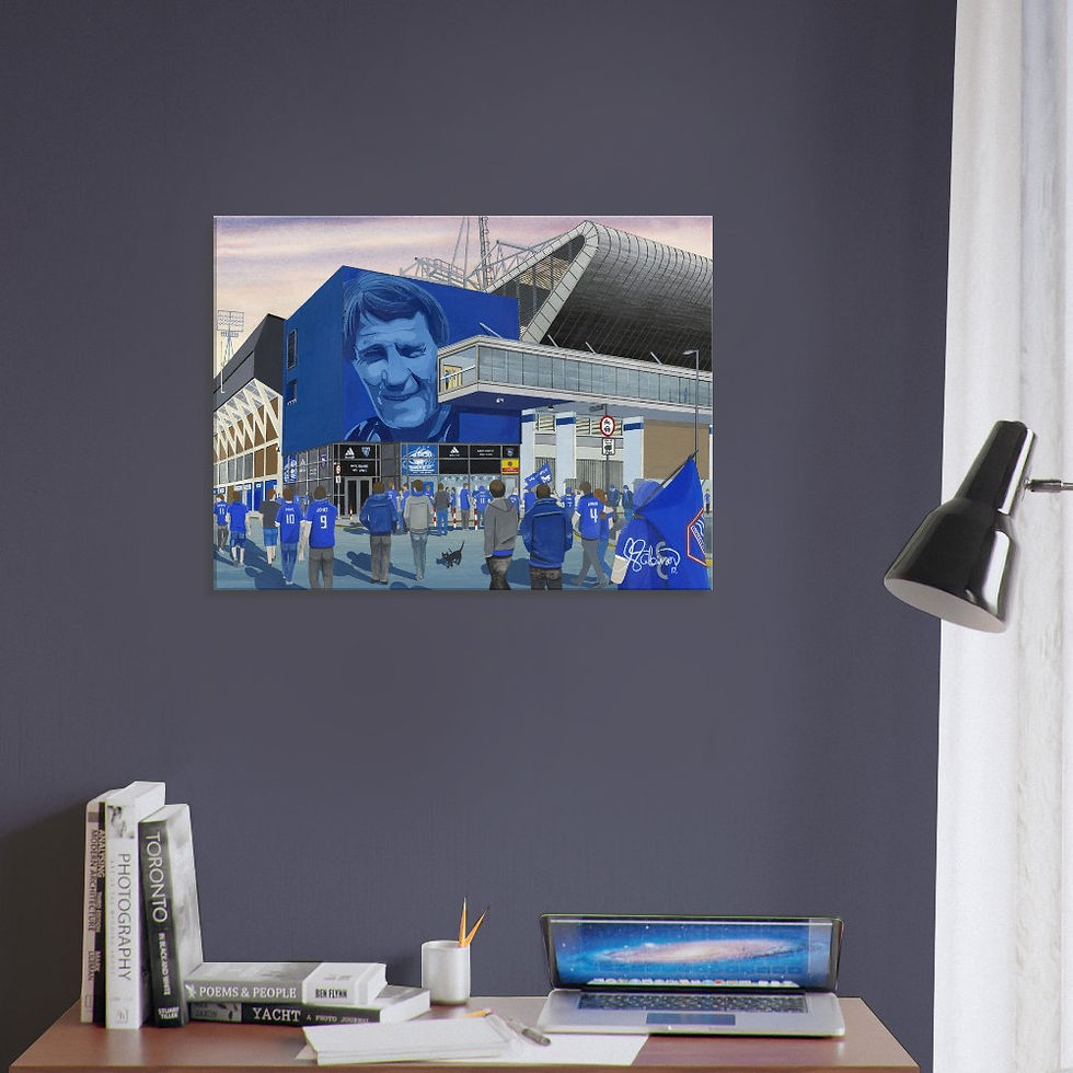 Thumbnail: Ipswich Town F.C, Football  Stadium By Artist Andrew Robinson andrewrobinsonart.com, Andrew Robinson art .Framed Fine Art Prints, Posters, Canvas Prints, Framed canvas prints, Ceramic Mugs etc sport, football, rugby, NFL